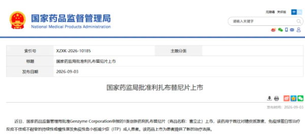 赛诺菲利扎布替尼国内获批，ITP迎来BTK靶向口服新药 | 赛立止®